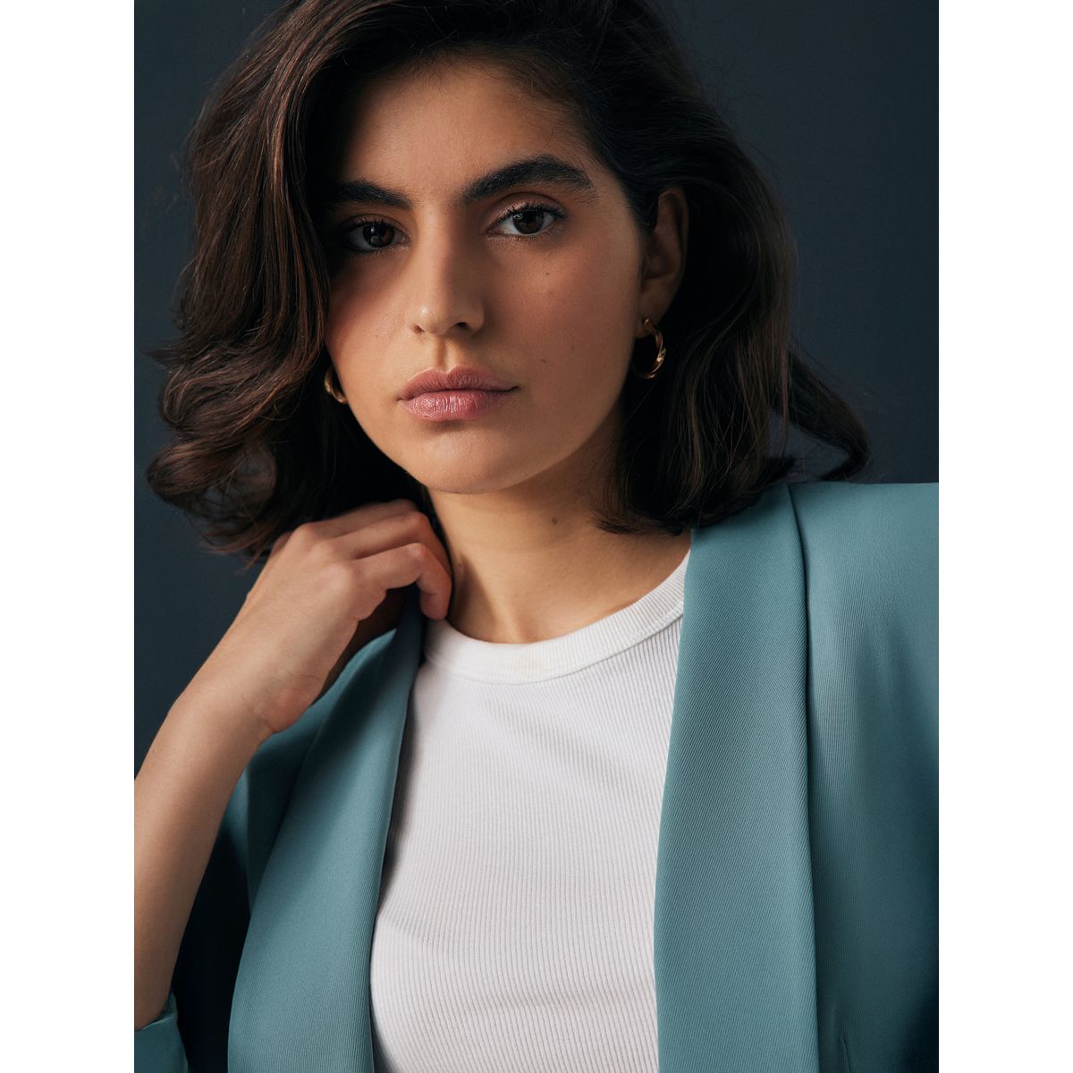 Blazer décontracté à manches froncées bleu, NEXT