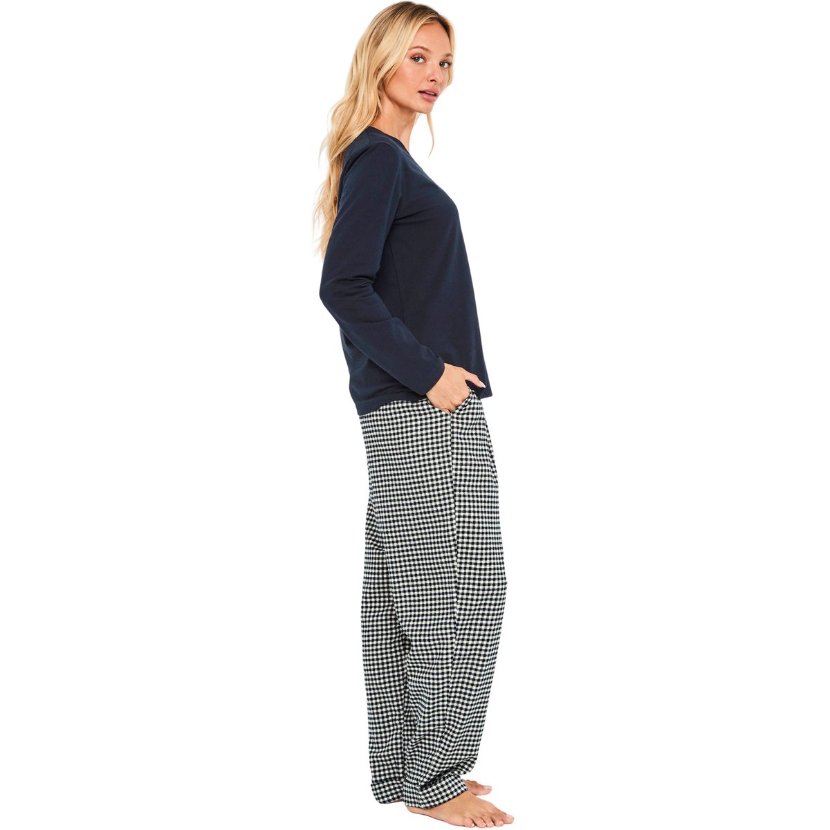 Pyjama pantalon top manches longues French Twin bleu, SELMARK