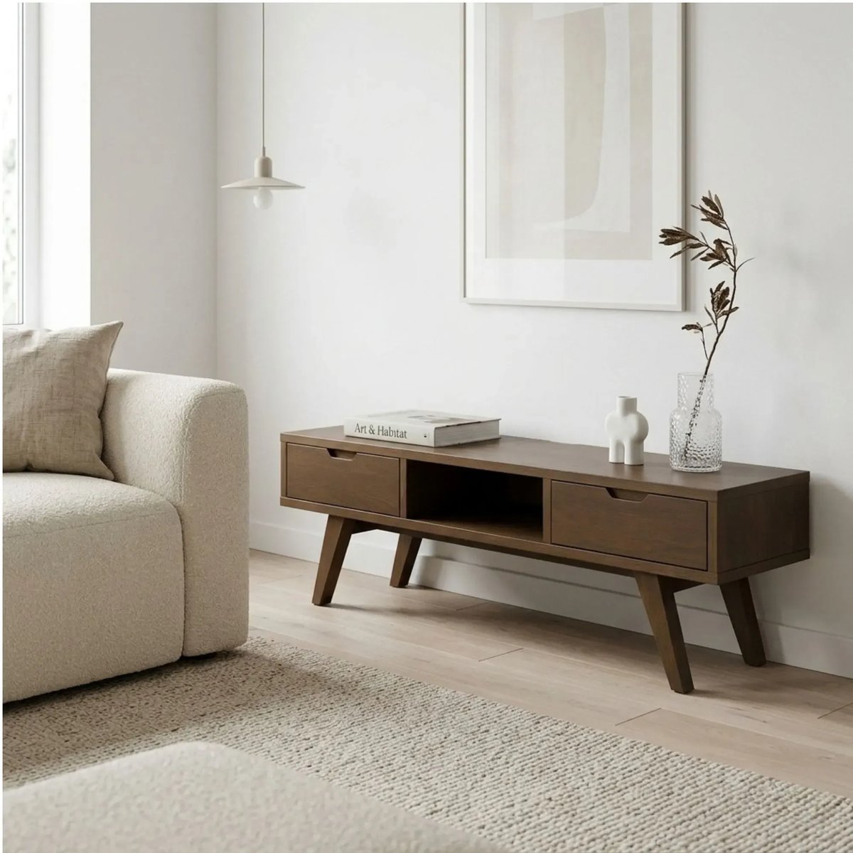 Meuble TV scandinave en chêne fumé L150 - ALISIA bois foncé, HELLIN, DEPUIS 1862