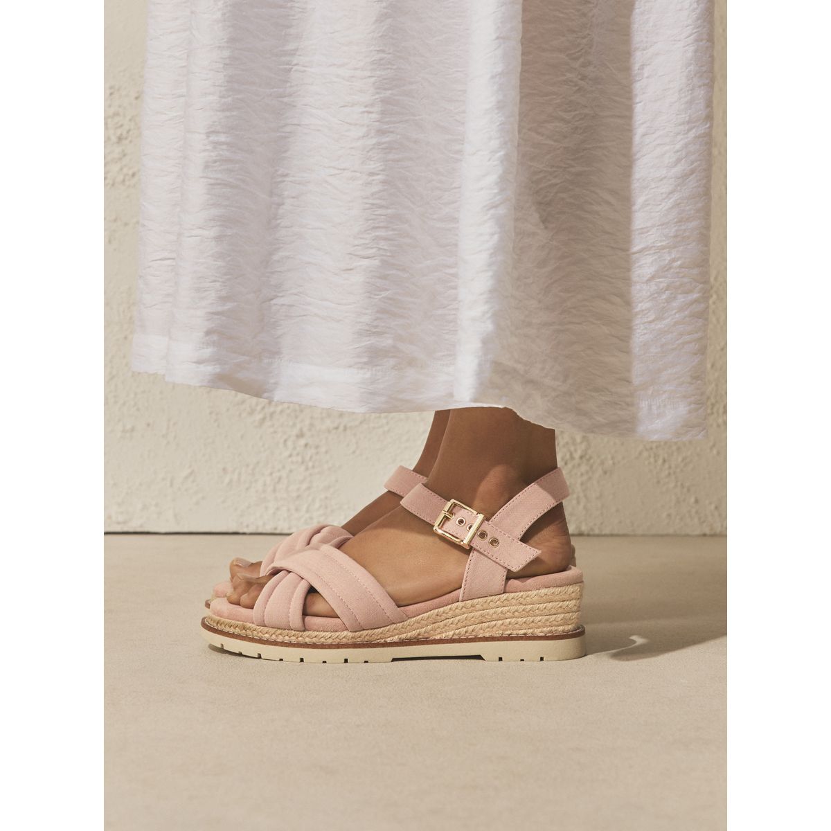 Sandales forever comfort® croisées compensées rose, NEXT