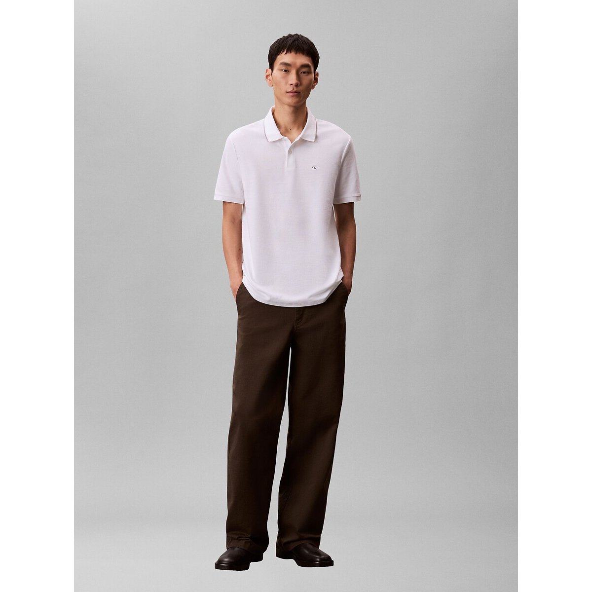Polo manches courtes maille piquée blanc, CALVIN KLEIN