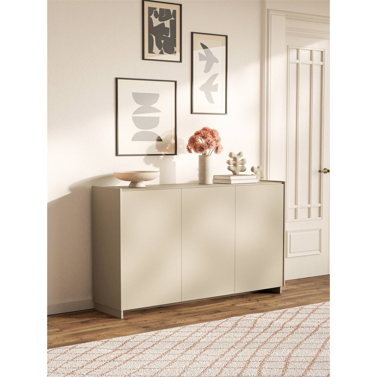 Commode 3 portes collection MAGRO en bois cachemire, RECOLLECTION