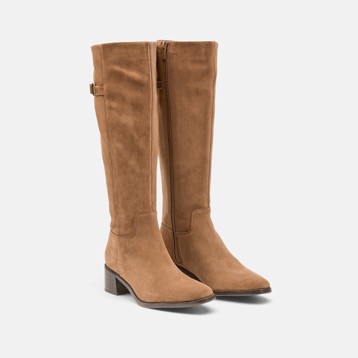 Bottes en cuir suède, petit talon, zippées, WRENN HI beige, CLARKS