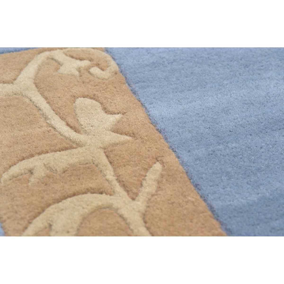 Tapis de salon HAWAI tufté main en laine naturelle rouge, THEKO