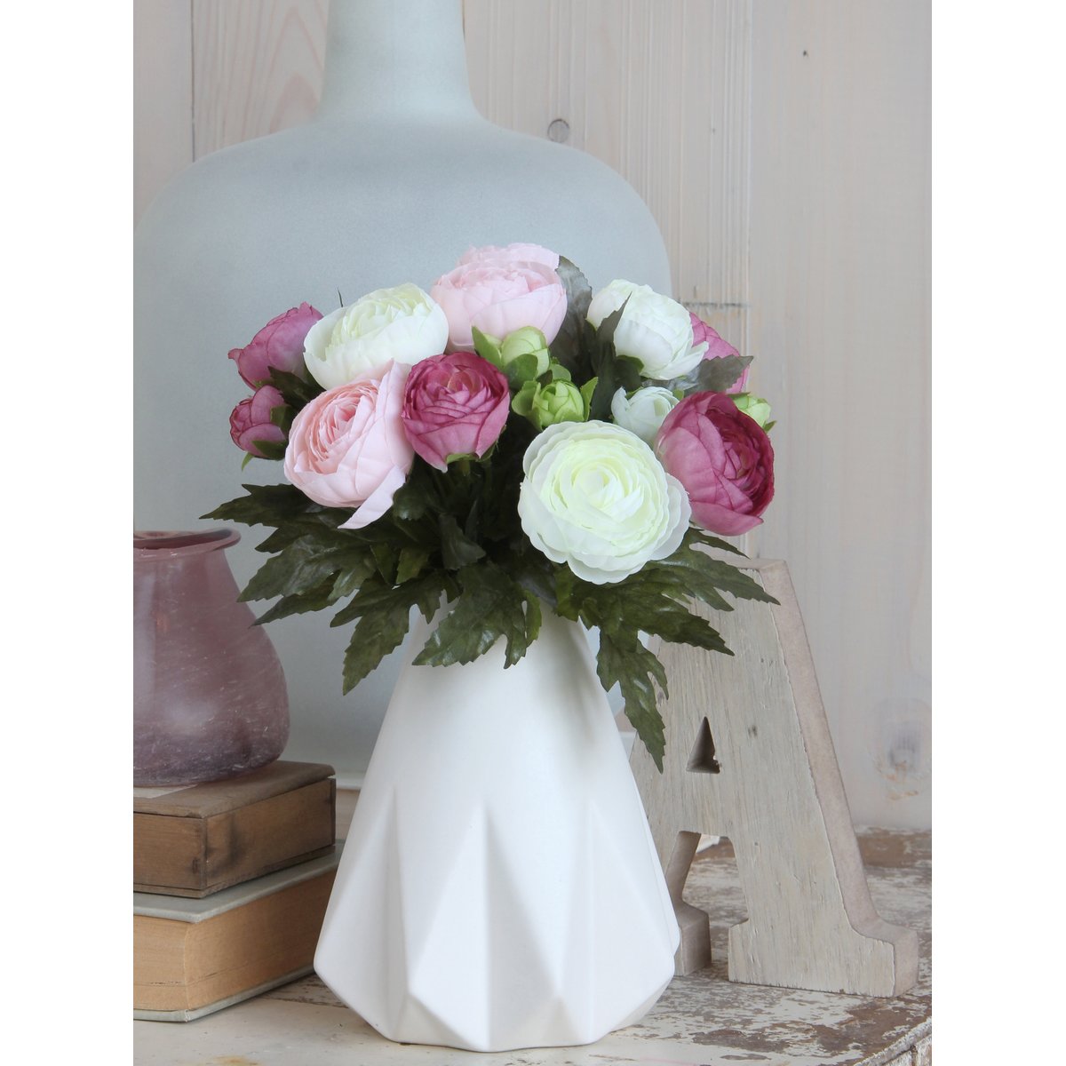 Bouquet de fleurs Ø19 cm RANUNCULUS rose, MICA DECORATIONS