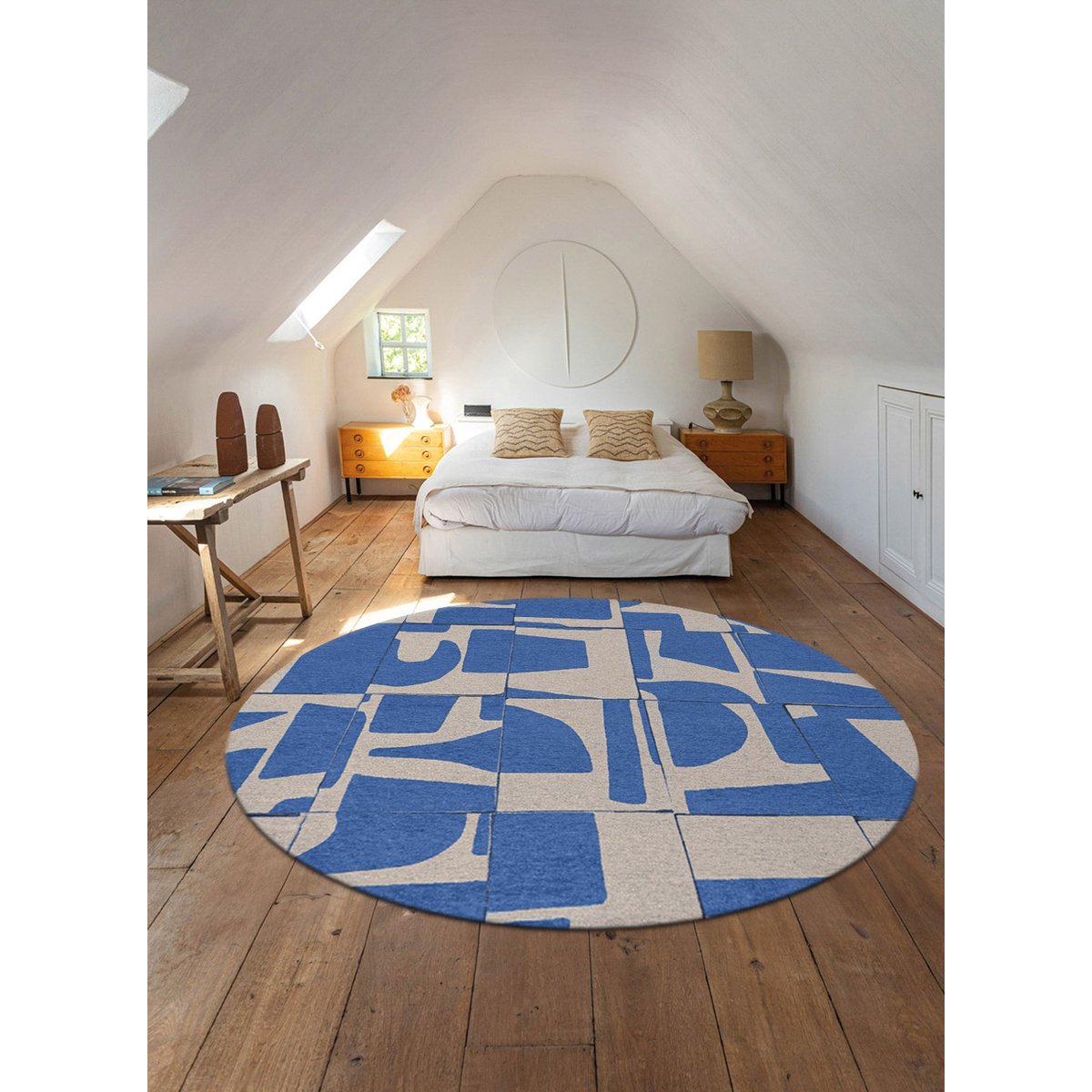 Tapis intérieur/extérieur tissé plat BELL FLOWER bleu, NOVATREND