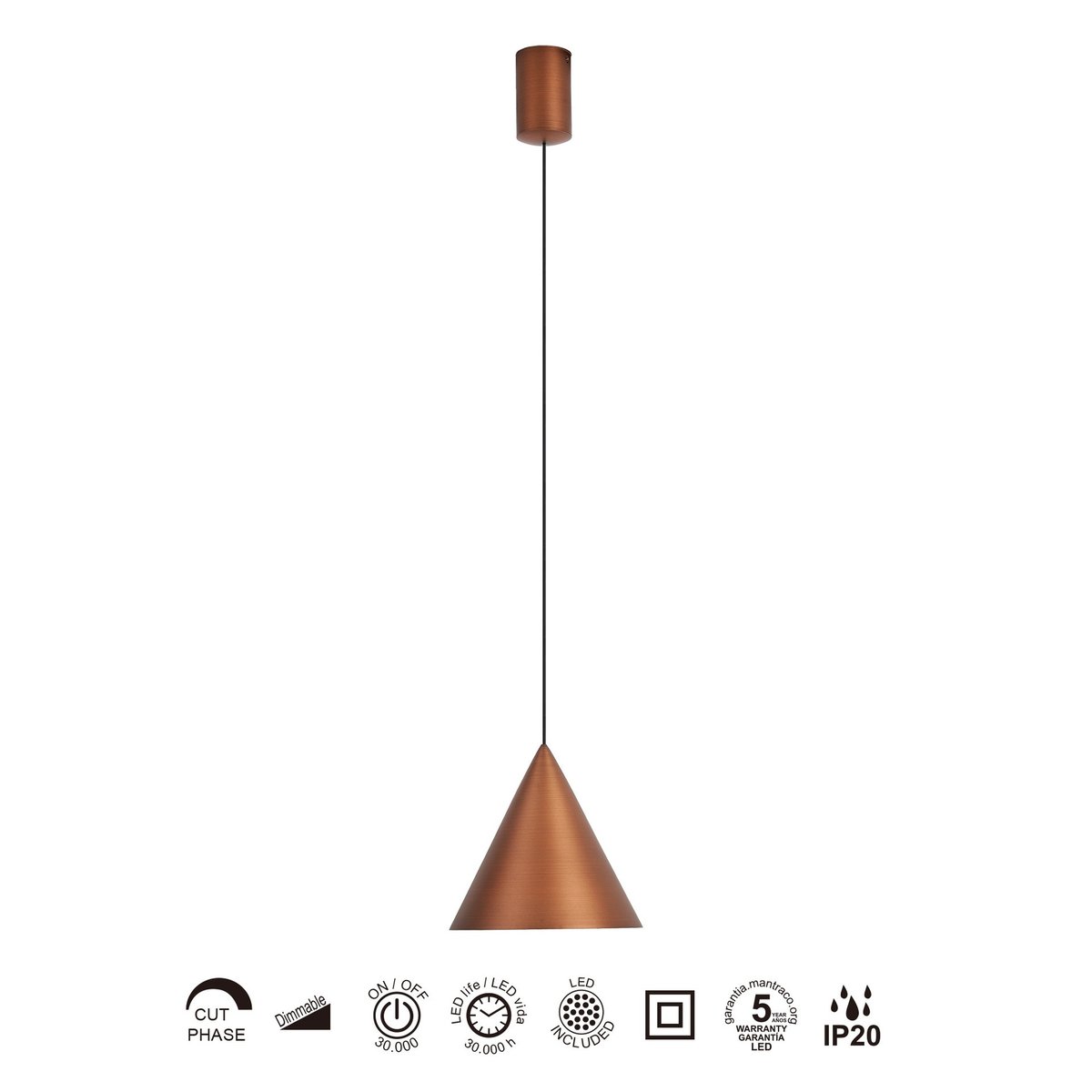 Suspension en aluminium vintage, D.18 cuivre, MANTRA