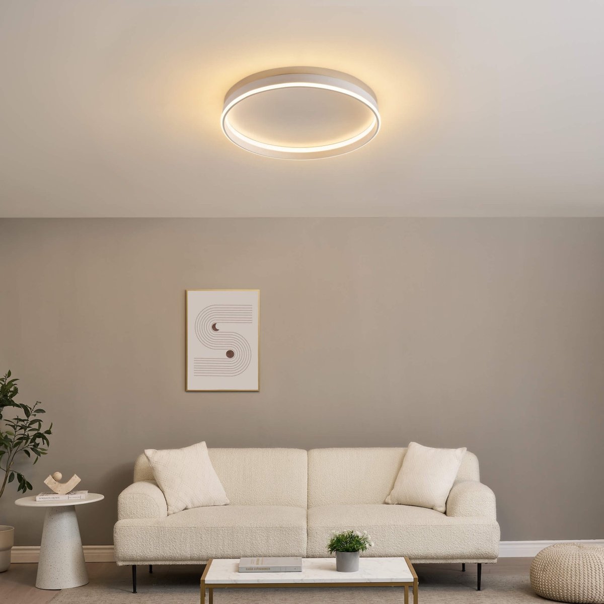 Grand plafonnier LED avec télécommande - SOLÉANE blanc, KOSILUM