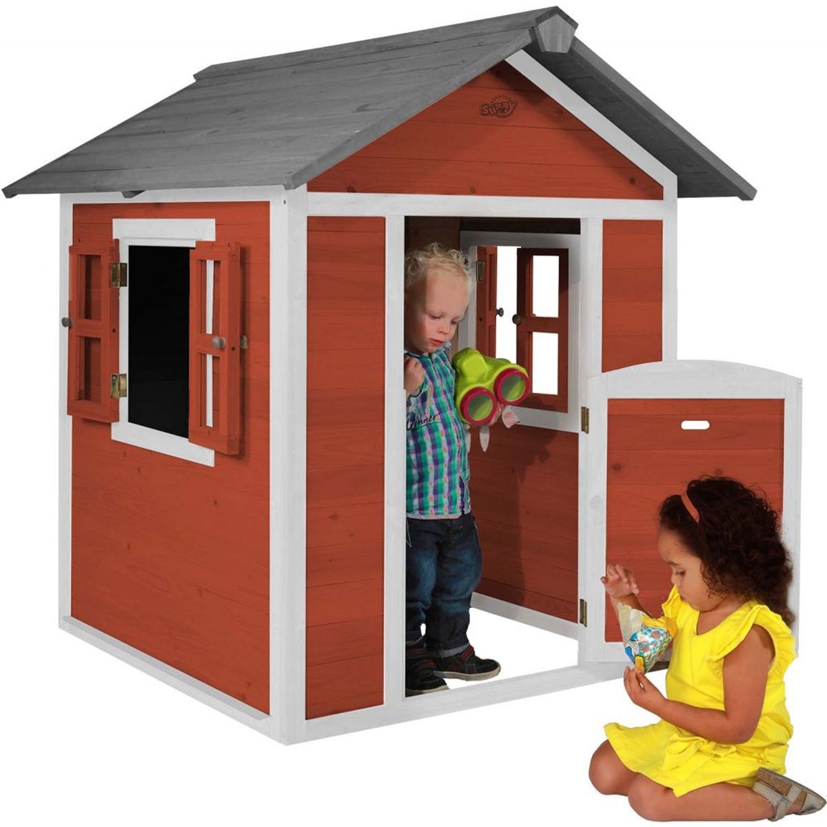Maisonnette enfant en bois Lodge gris, AXI