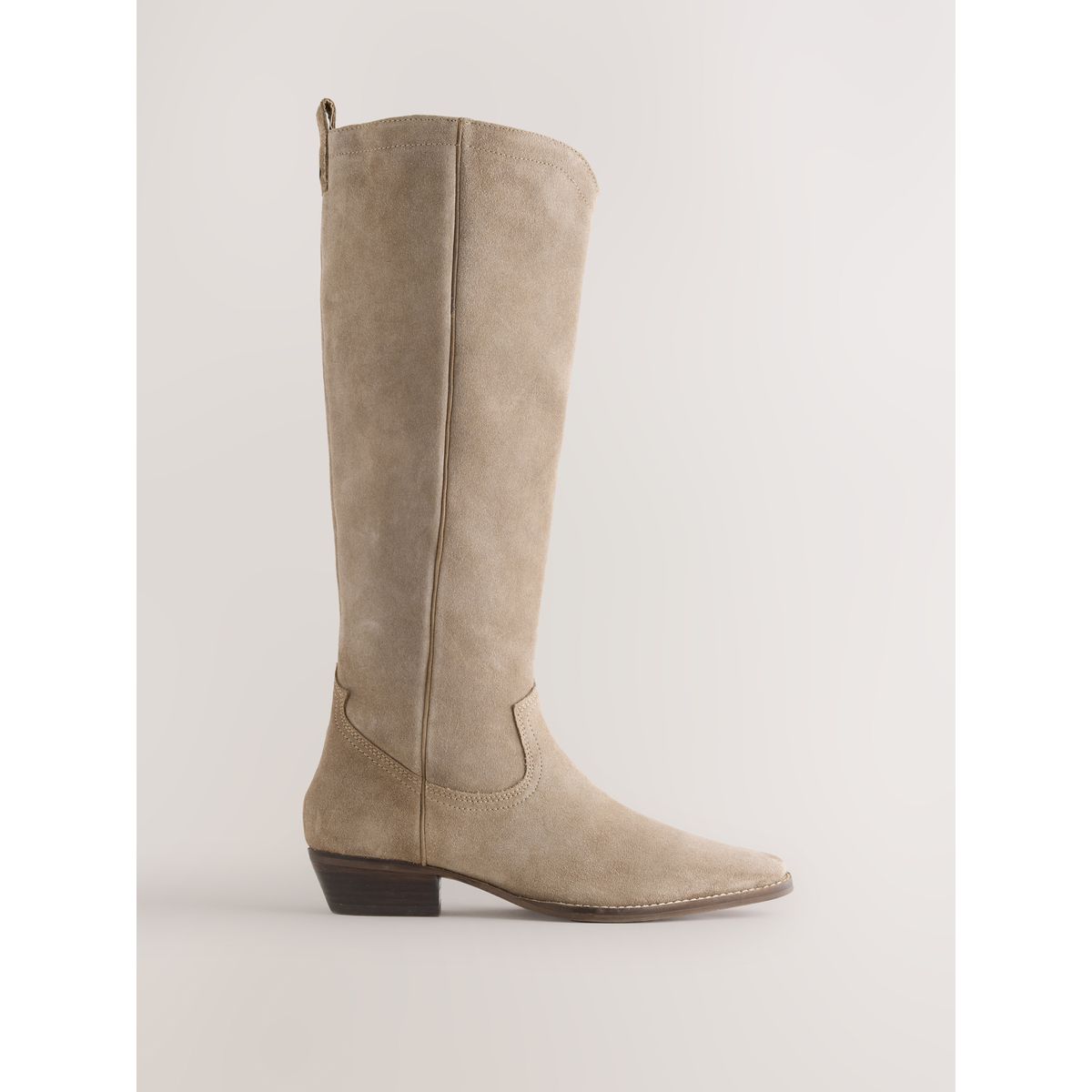 Bottes western hauteur genou contrastantes mélange de cuir suédé marron taupe, NEXT