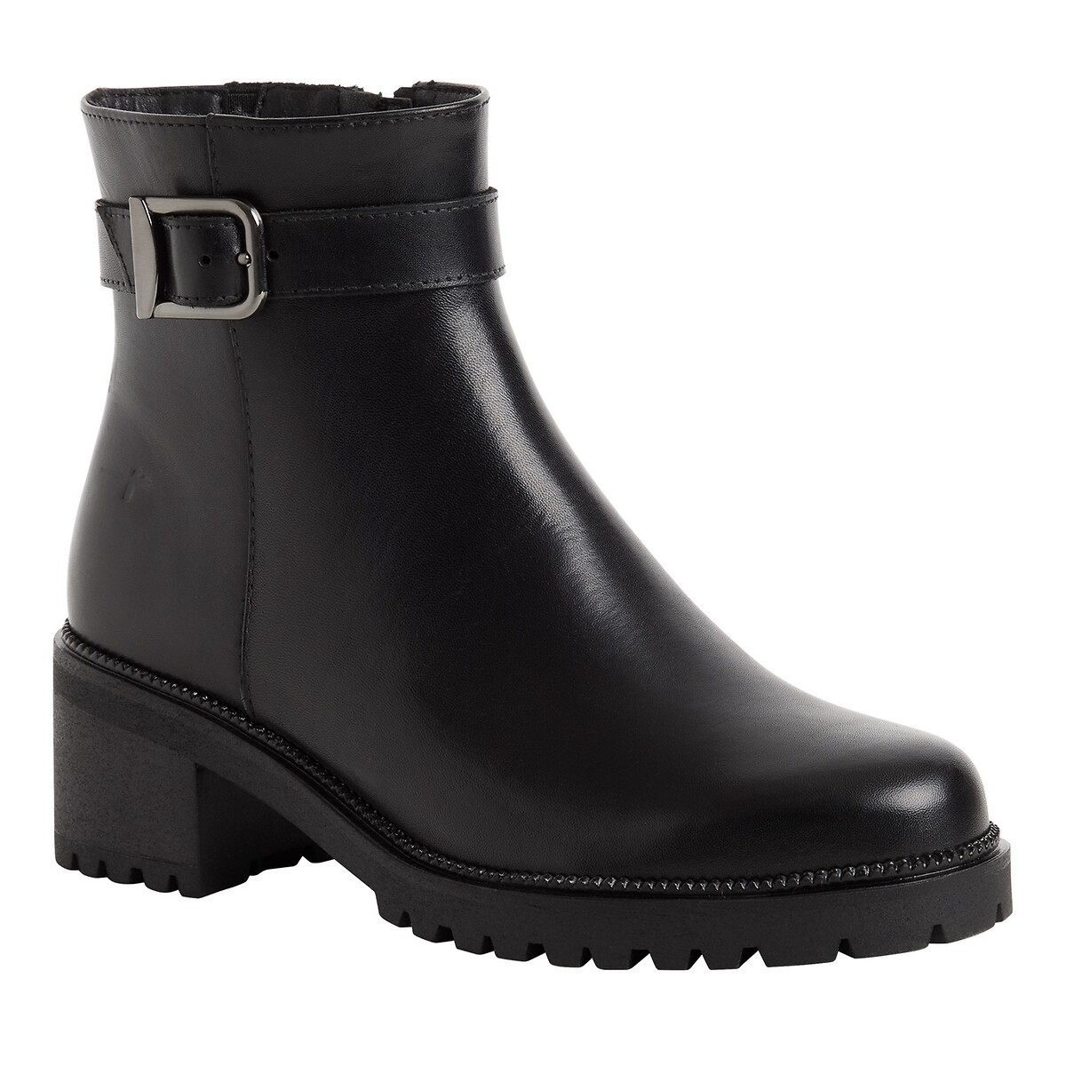 Bottines en cuir noir, TAMARIS