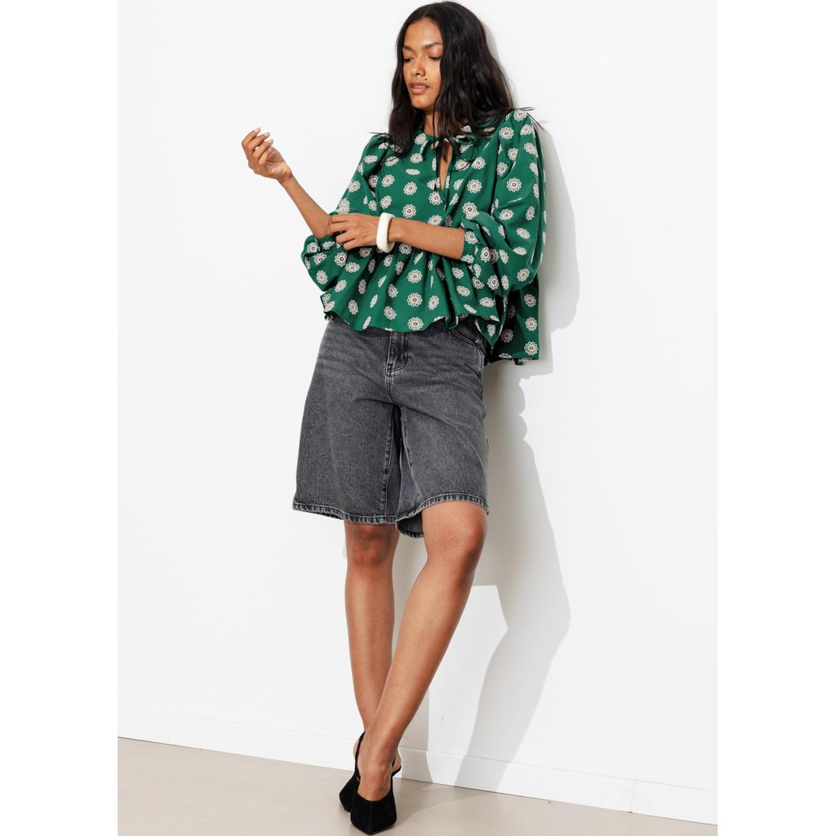 Blouse brodée kaki, PROMOD