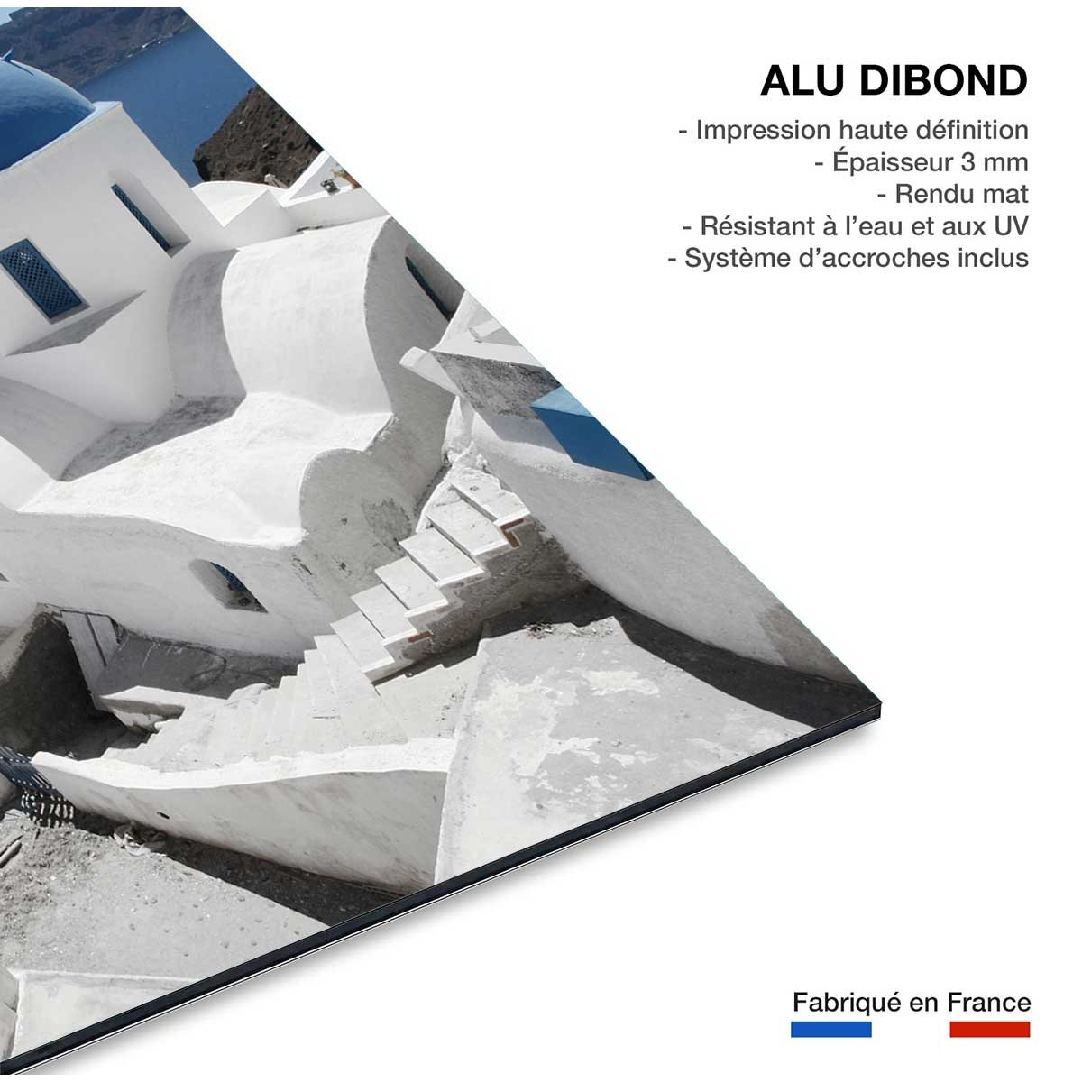Tableau dôme bleu santorin tableau alu dibond, HEXOA
