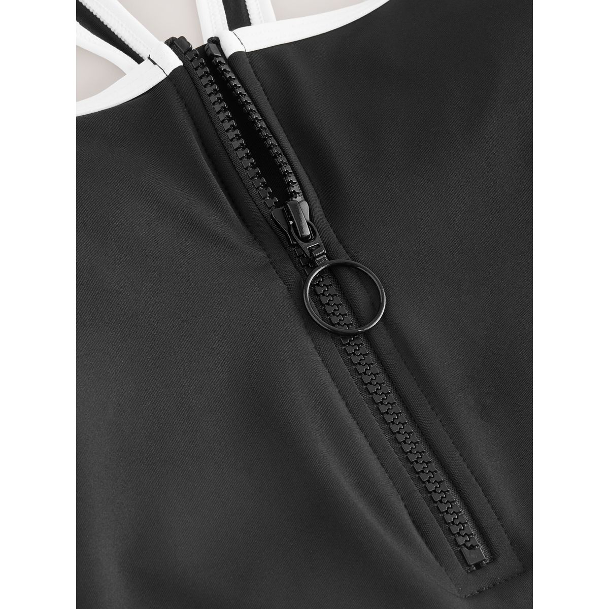 Maillot de bain gainant zippé ventre plat contraste noir/blanc, NEXT