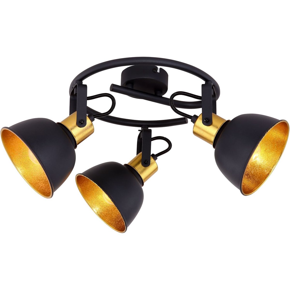 Plafonnier rond 3 spots en métal design industriel NAMUS noir, GLOBO LIGHTING