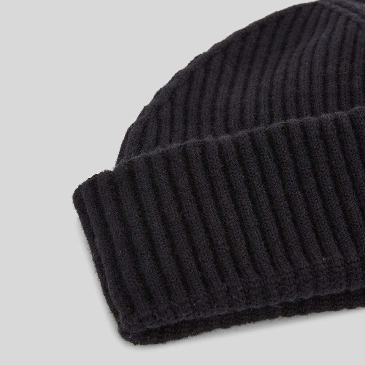 Bonnet côtelé noir, MONOPRIX