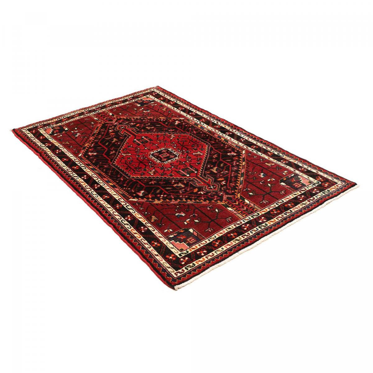 Tapis d'orient au motif oriental, noué à la main, HAMADAN 14 bordeaux, noir, rouge, UN AMOUR DE TAPIS