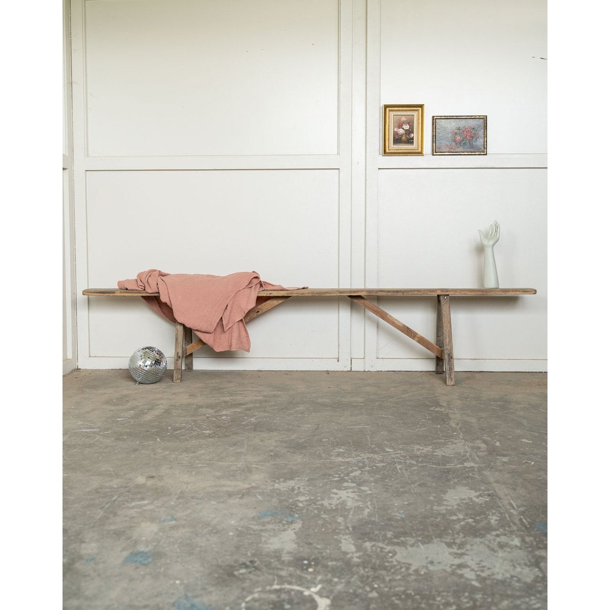 Banc de ferme en bois Antoine N°531 - Bon état bois clair, DEBONGOUT