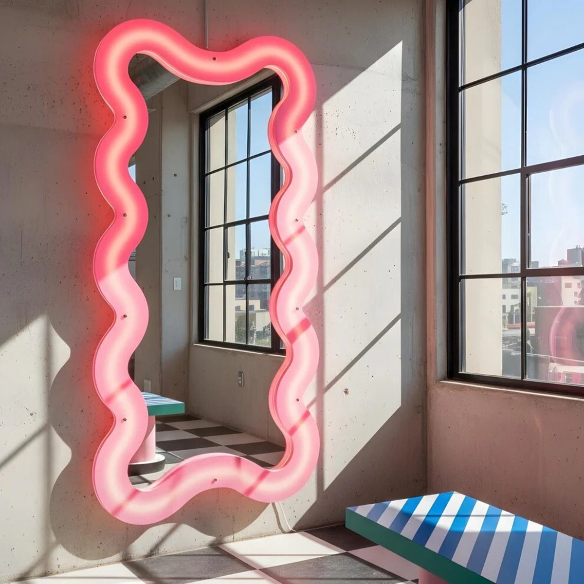 Miroir 185 x 90 cm SUPERCURVE rose, SELETTI