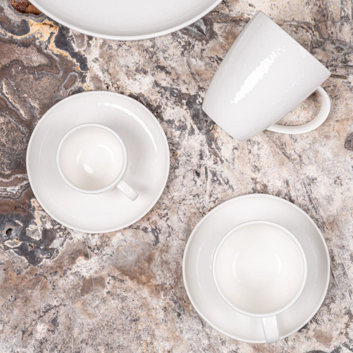 Tasse et sous-tasse à thé Ecume 22 cl (lot de 6) blanc, TABLE PASSION