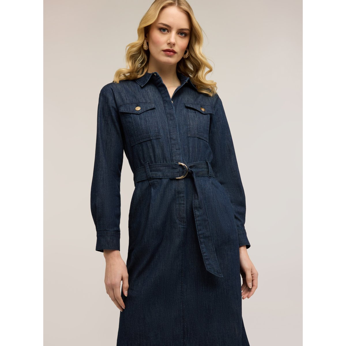 Robe chemisier avec ceinture bleu, MOTIVI