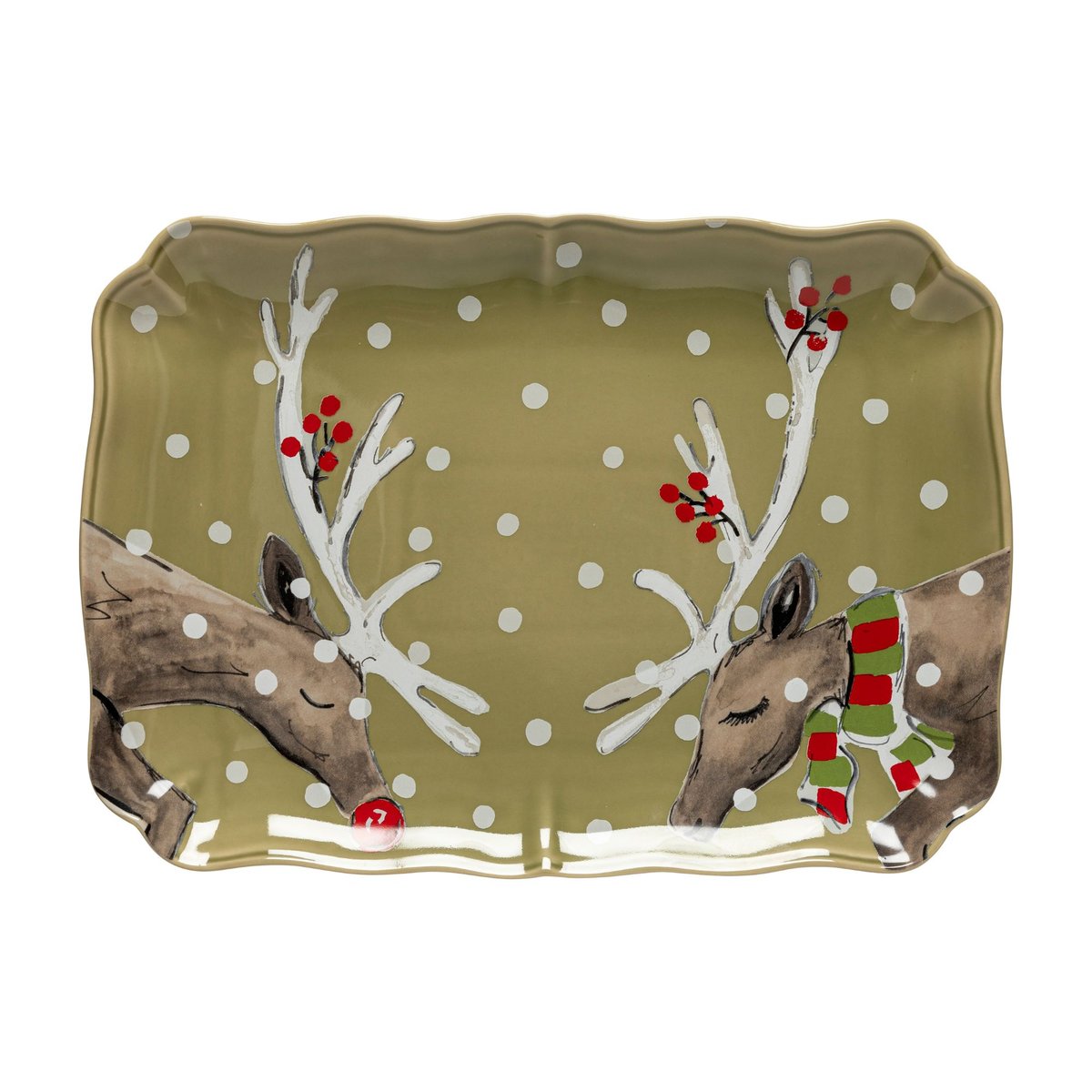 Plat Rectangulaire Deer Friends, Casafina by COSTA NOVA green, COSTA NOVA
