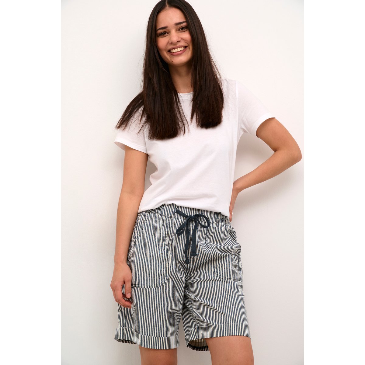 Shorts casual bleu/blanc rayures midnight/white stripe, KAFFE