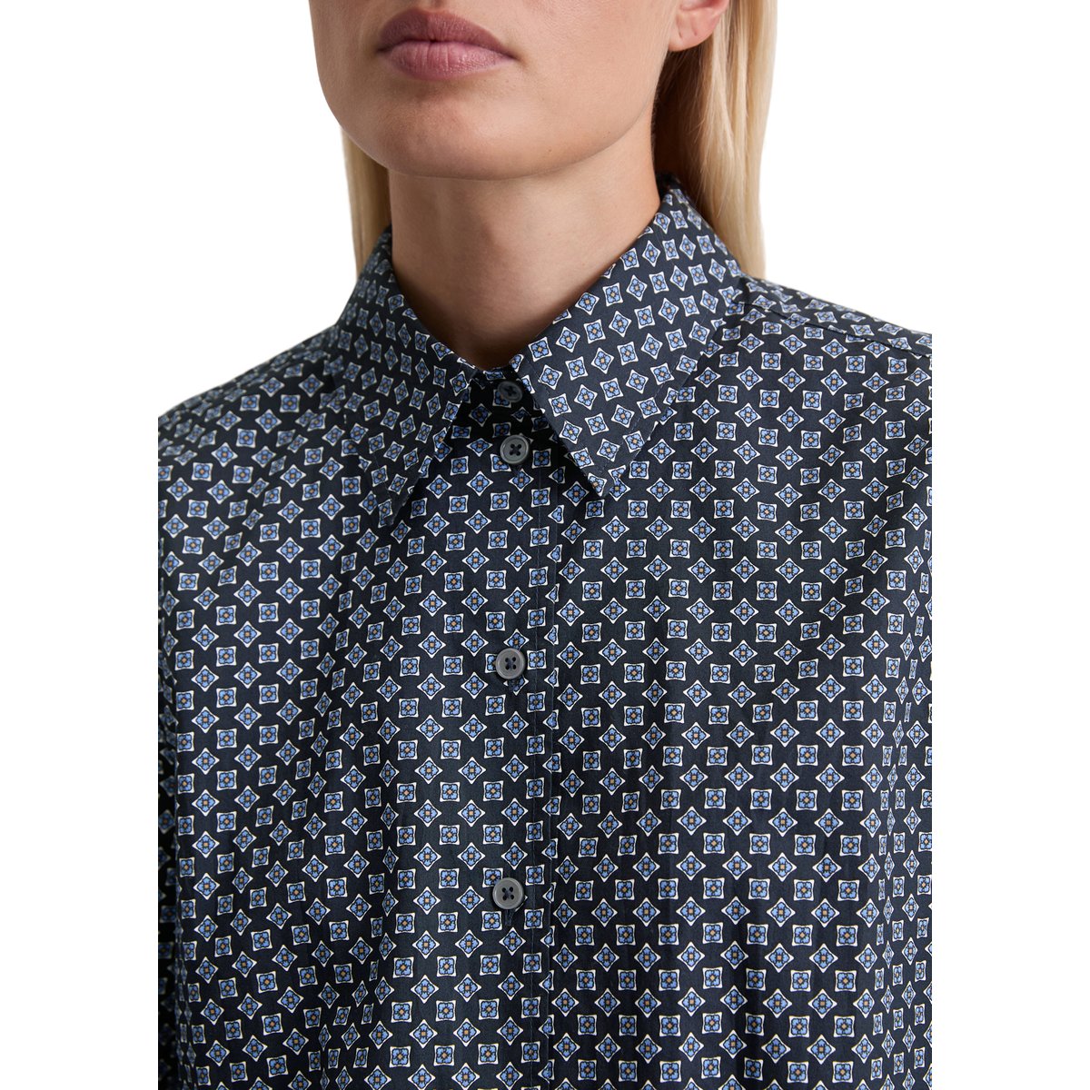 Blouse A-Shape en popeline Papertouch bleu, MARC O'POLO