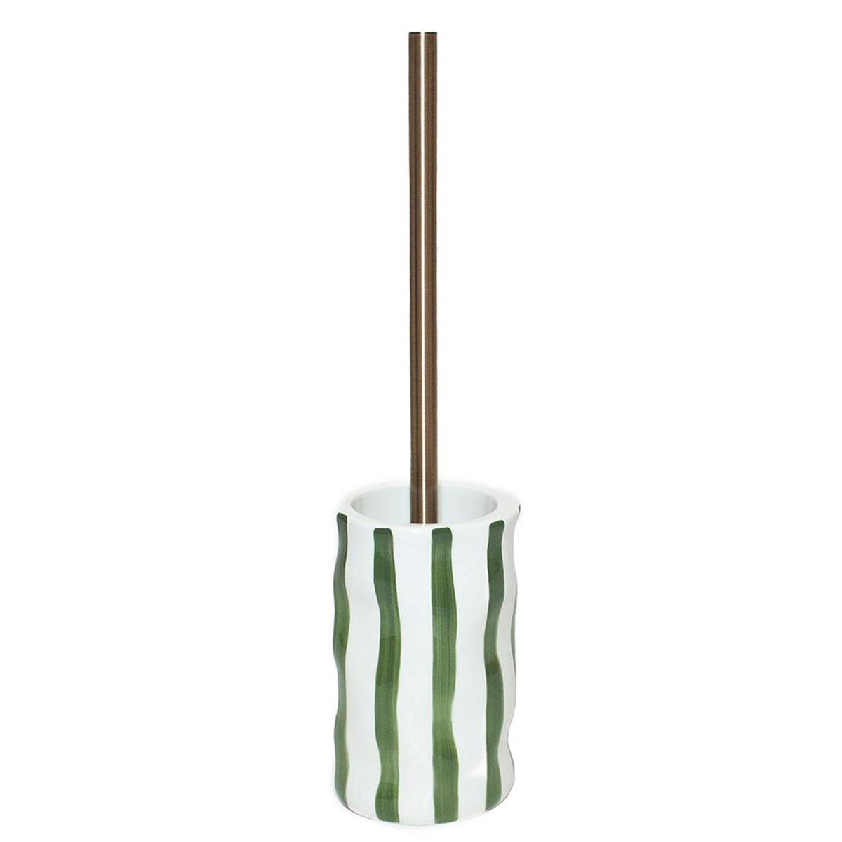 Brosse WC en céramique rayures vert et blanc 10.5x10.5x44cm vert, WADIGA