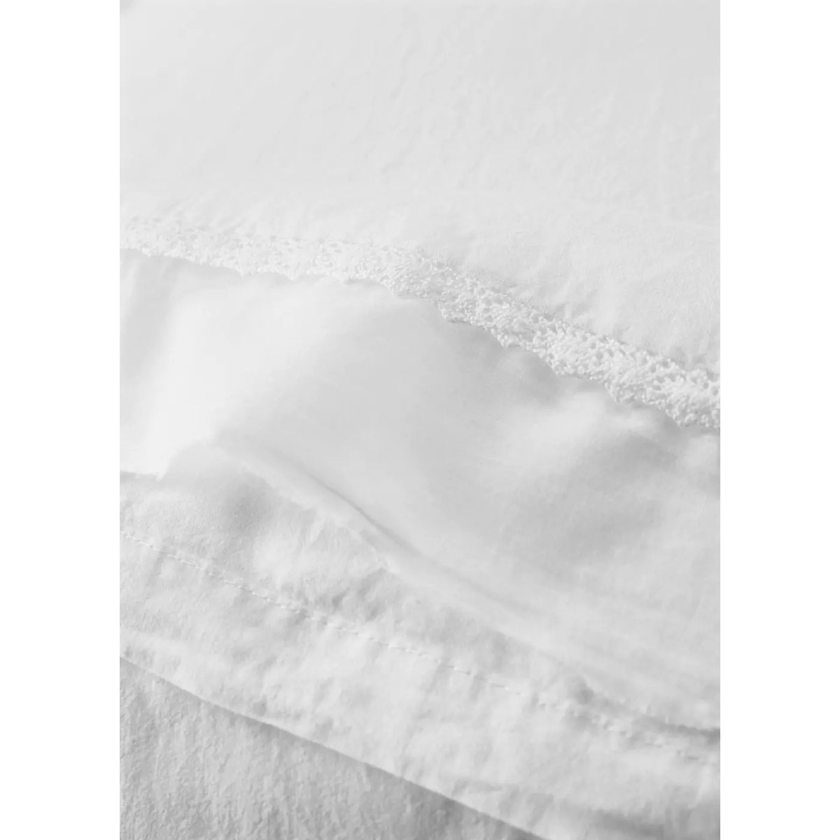 Taie d’oreiller enfant coton lavé dentelle volant 45x110 cm blanc, MANGO HOME