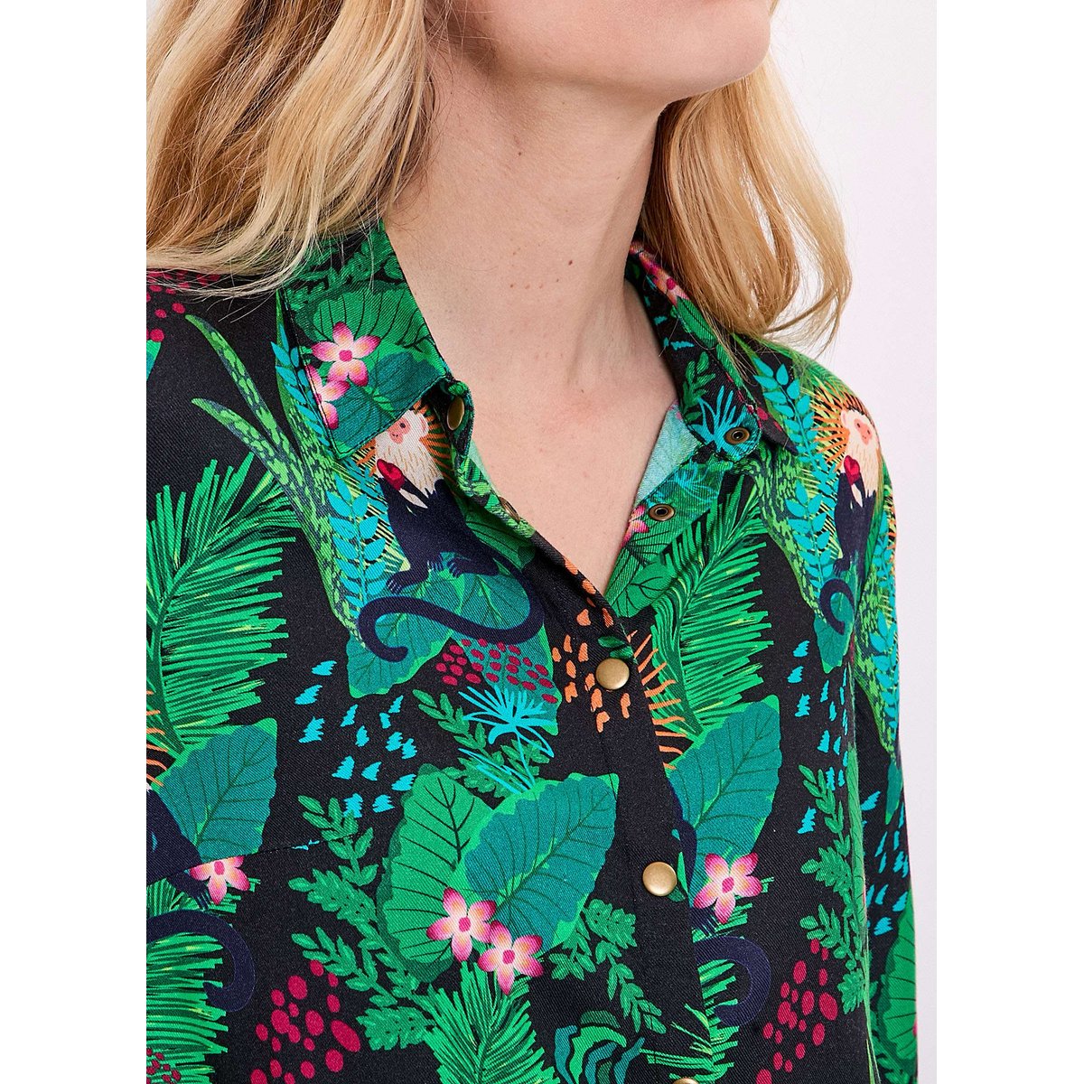 Chemise fluide imprimée FEBY noir monkey, LA FIANCÉE