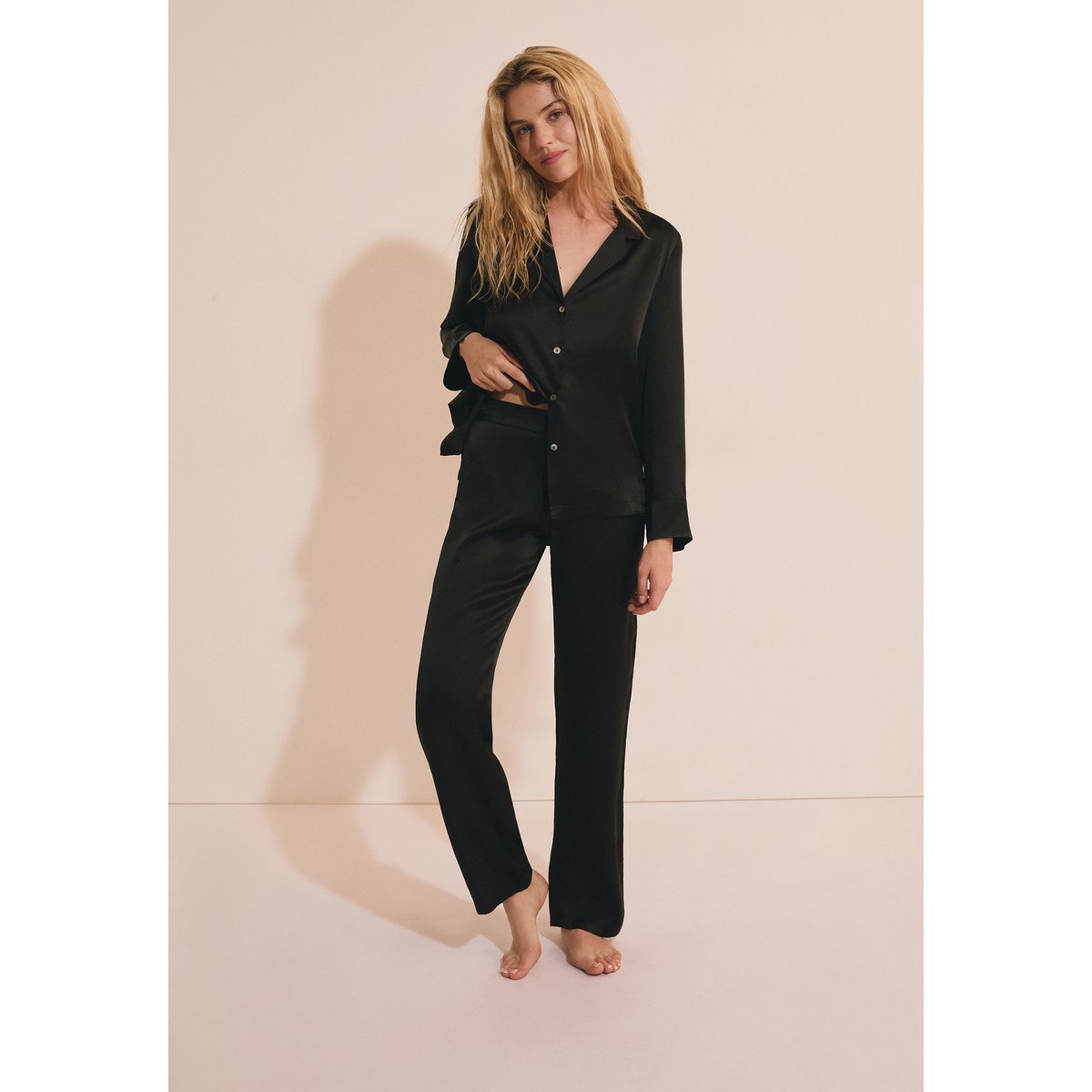 Pantalon de pyjama en soie PEARLY noir, ETAM
