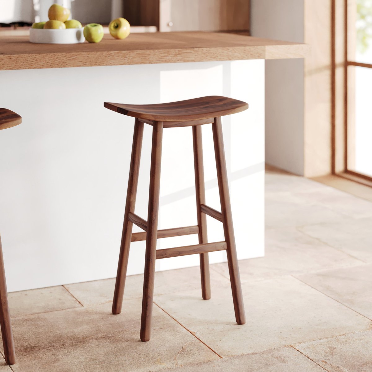 Tabouret de bar en bois de teck 77 cm - VITTORIA bois clair, MAISON PAVANE