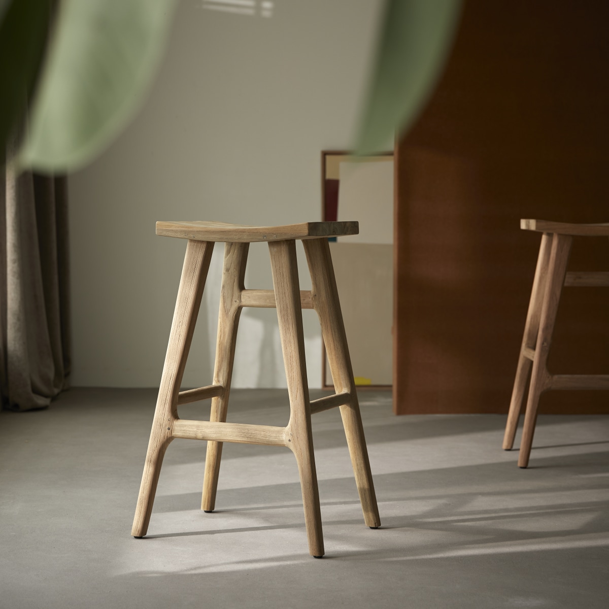 Tabouret de bar en Teck massif, ALIA naturel, TIKAMOON