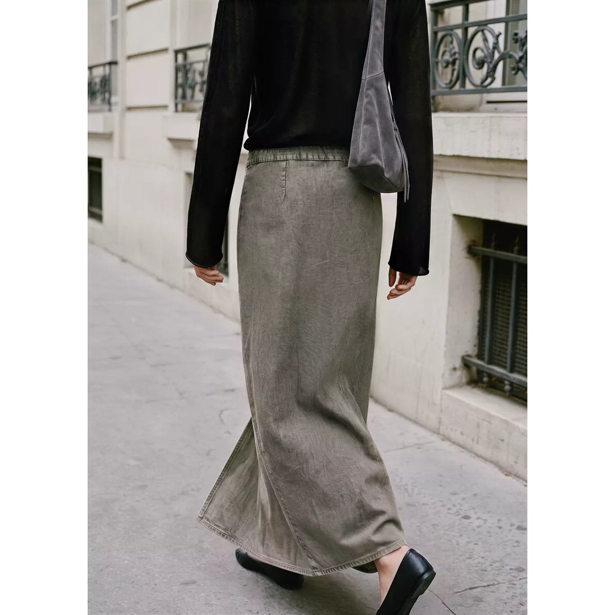 Jupe jean fendue kaki, MANGO TEEN