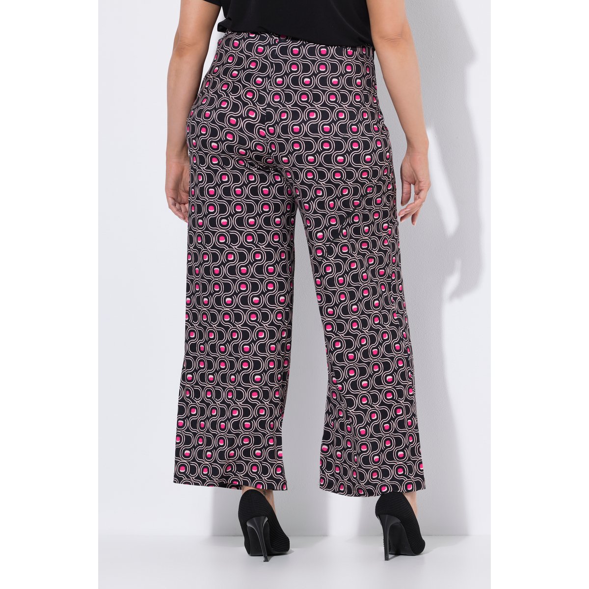 Pantalon en jersey dans un imprimé graphique noir, ULLA POPKEN