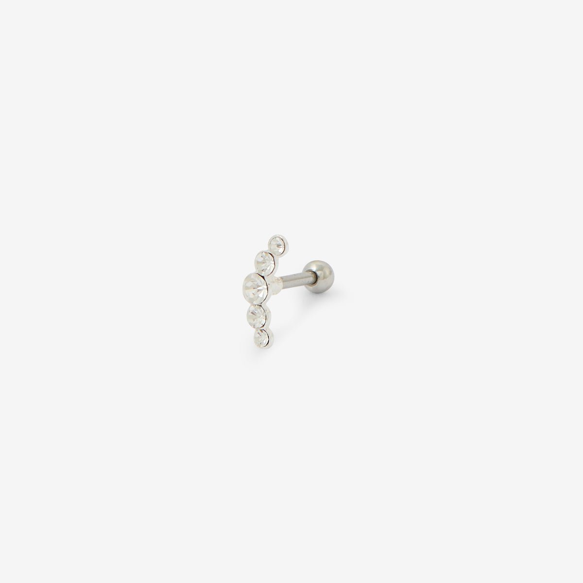 Piercing stud helix/tragus 5 strass acier chirurgical 316L argenté argenté, BALABOOSTE