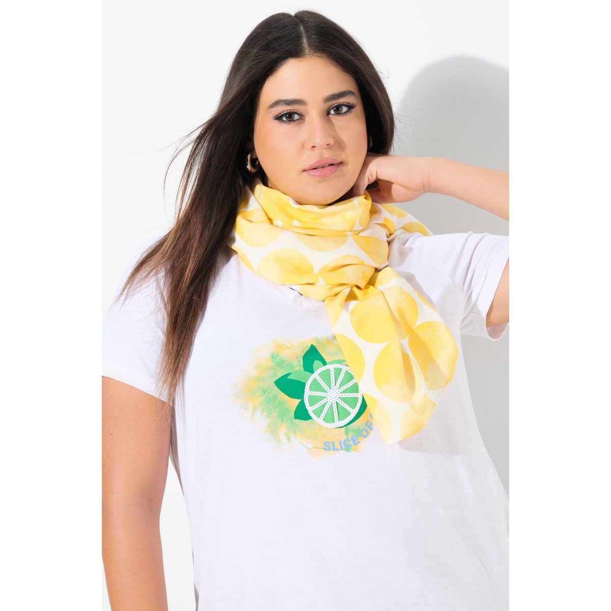 Foulard imprimé petits ronds blanc neige, ULLA POPKEN