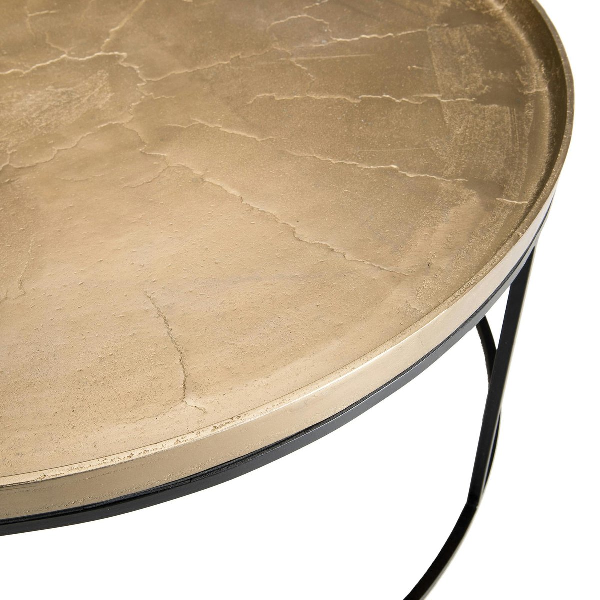 Table basse ronde contemporaine 88cm plateau métal doré style design ZALA doré, PIER IMPORT