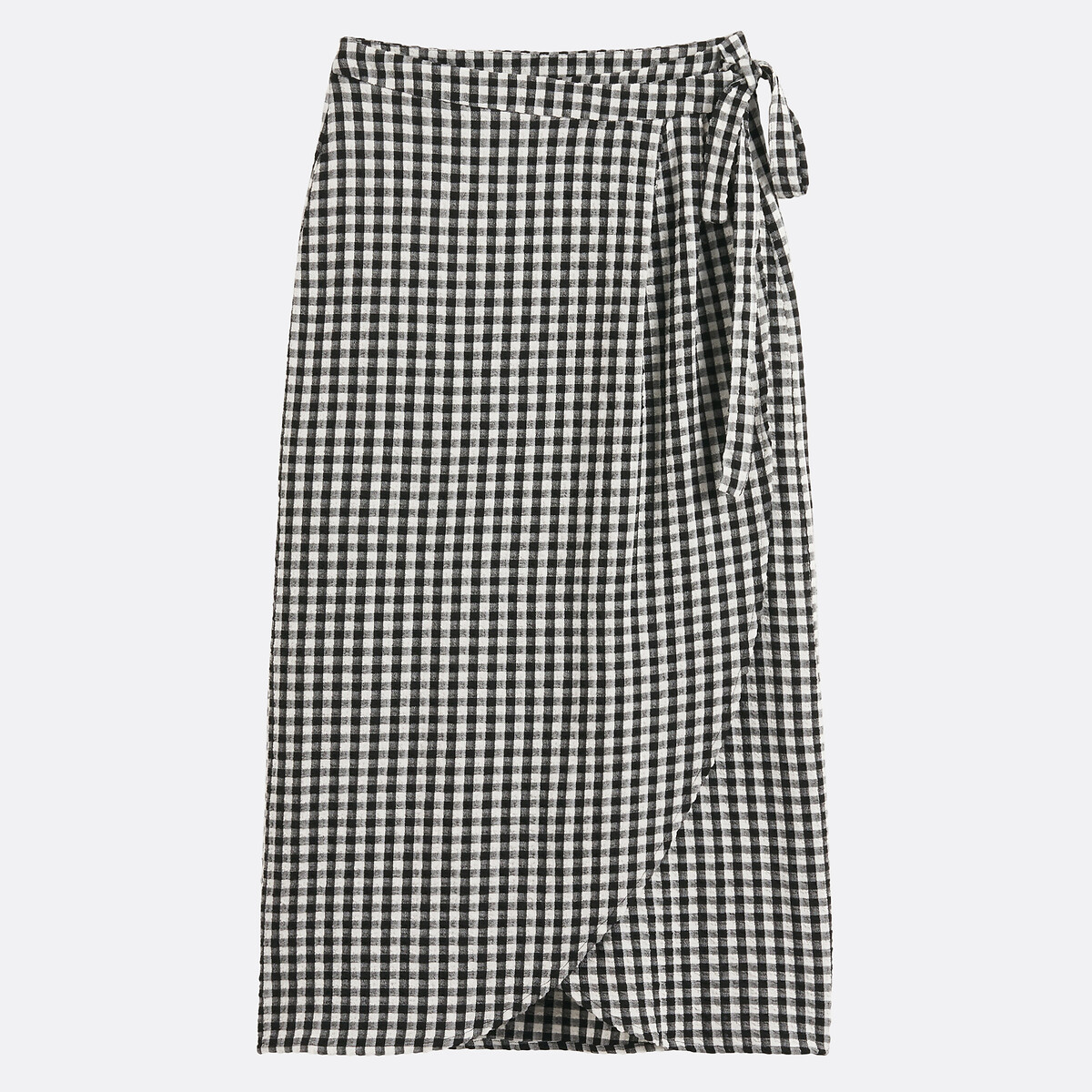 Jupe portefeuille midi imprimé vichy carreaux noir/blanc, LA REDOUTE COLLECTIONS