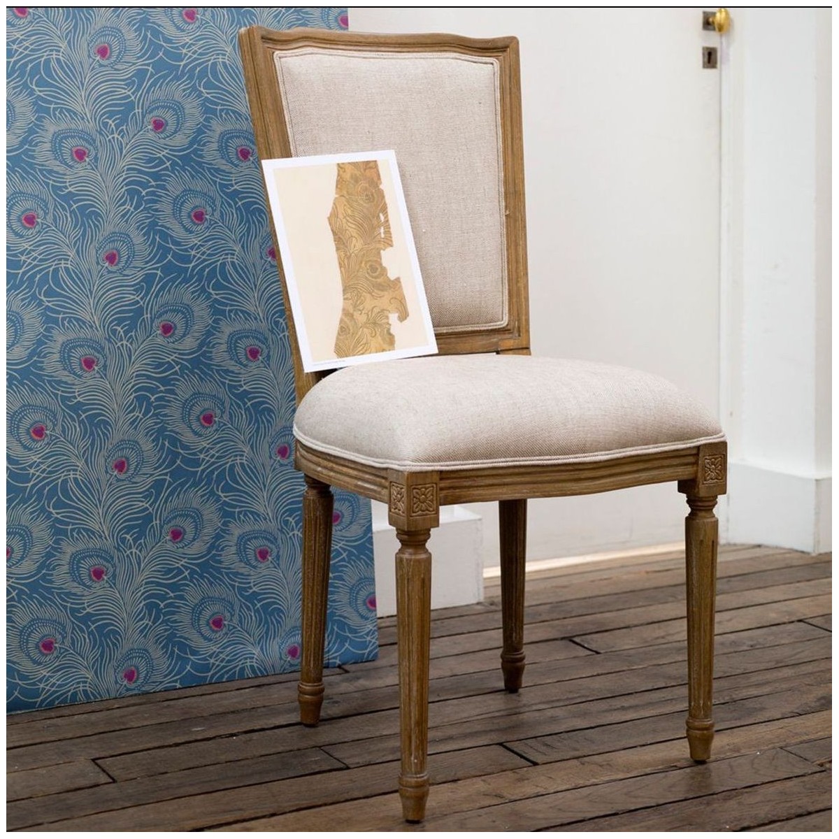 Lot de 2 chaises en bois et lin MARIE ANTOINETTE lin, ROBIN DES BOIS