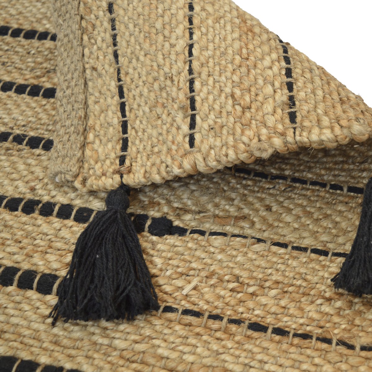 Tapis en jute tressé, JIMMA naturel, noir, INSPIRE