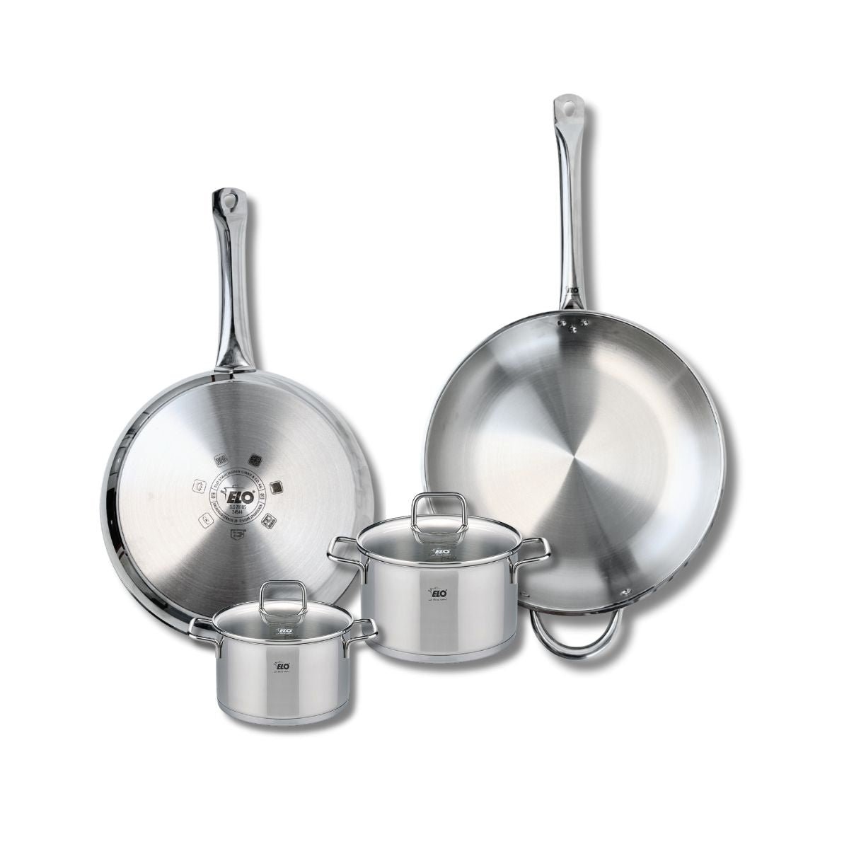 Batterie 2 poêles 28/32cm + 2 faitouts 14/16cm PROFI CITRIN inox, ELO