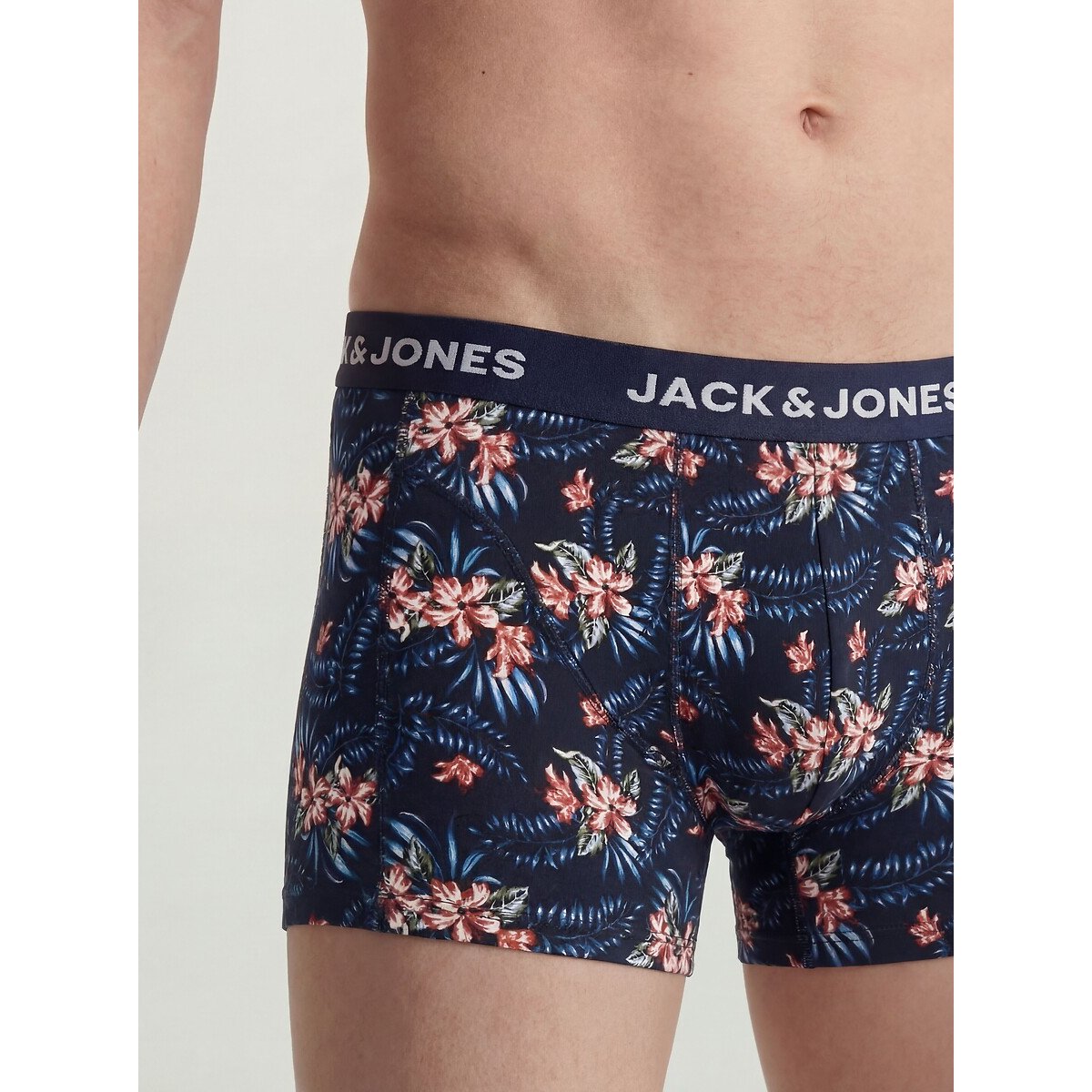 Confezione da 3 boxer 1 tinta unita + 2 stampati blu scuro, JACK & JONES