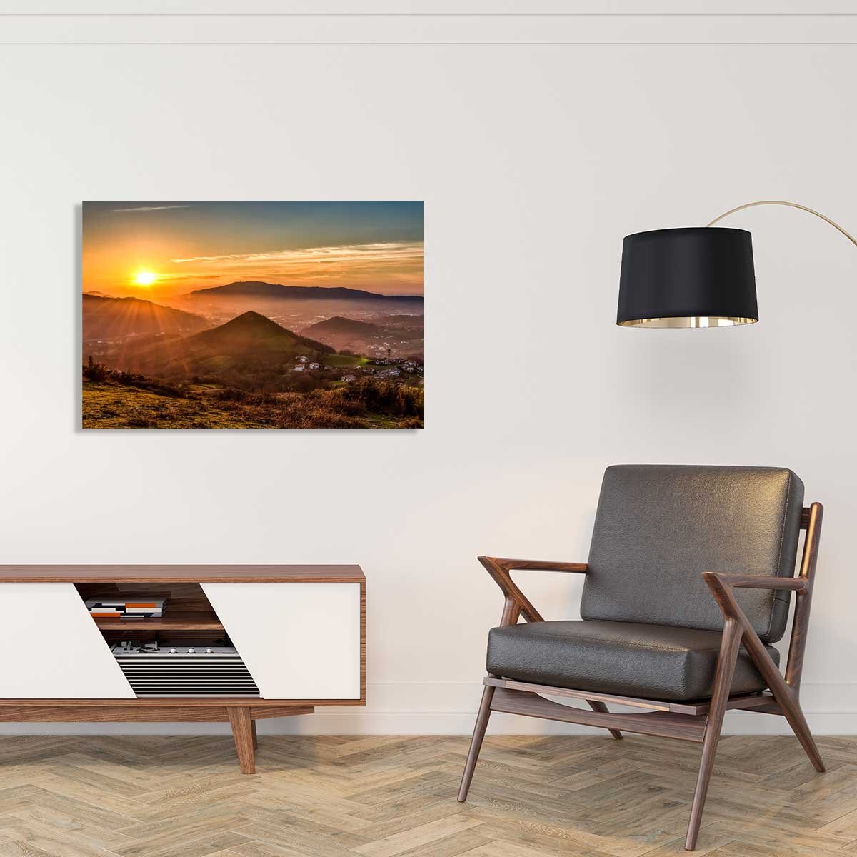 Tableau coucher de soleil sur le pays basque tableau alu dibond, HEXOA