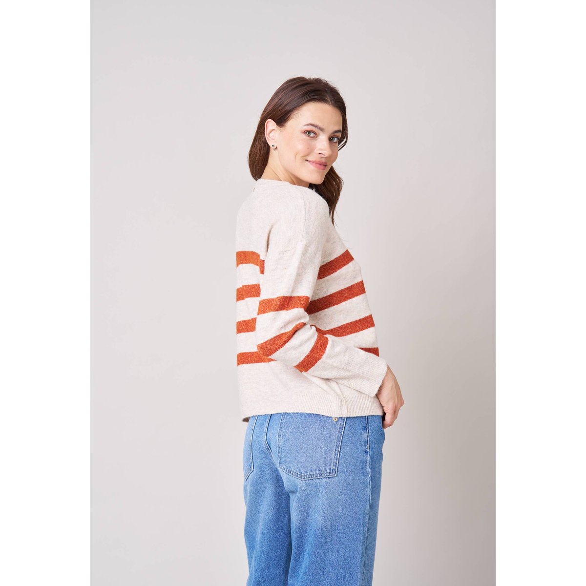 Pull femme rayé FRANCINE butternut, DEELUXE