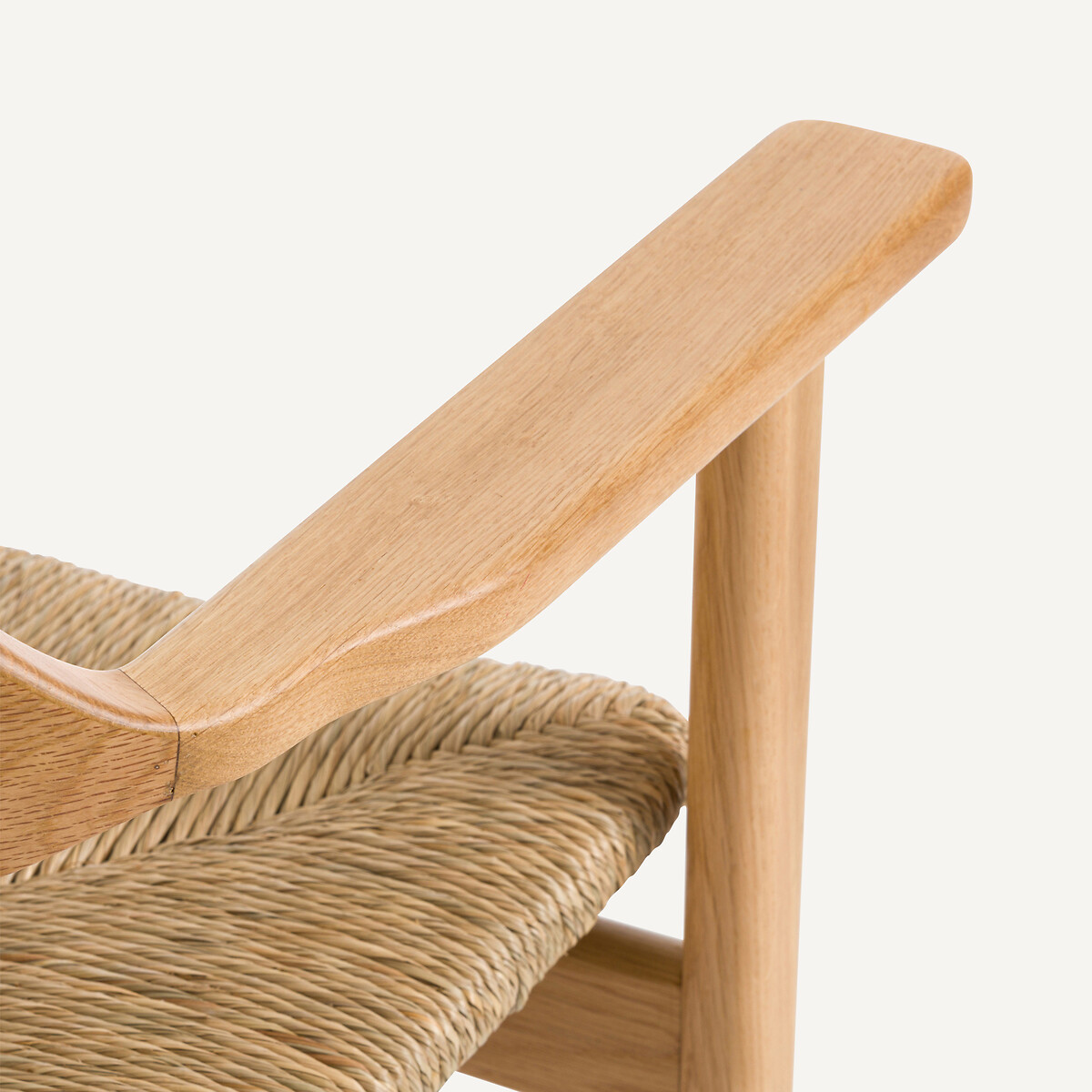 Fauteuil de table en chêne massif et paille, Arié chêne, AM.PM