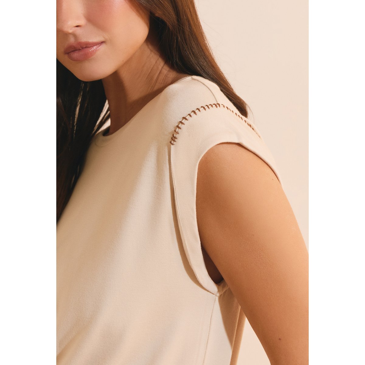 T-shirt sans manches ARNAUD TS beige, ETAM