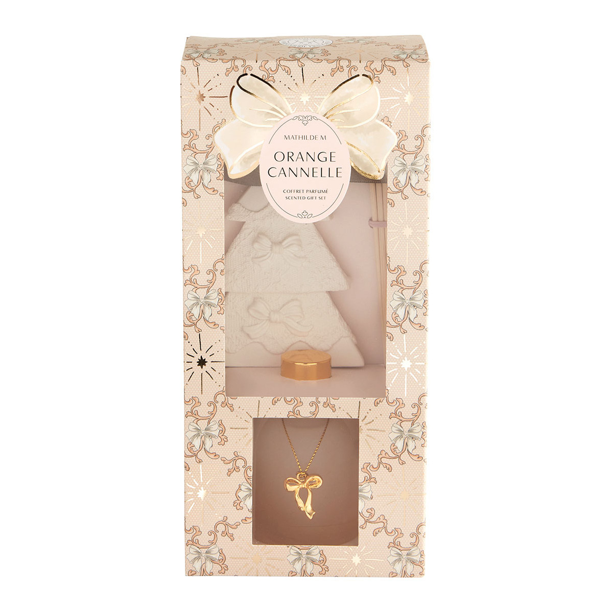 Coffret diffuseur de parfum Orange Cannelle RUBANS DE FÊTE orange, MATHILDE M