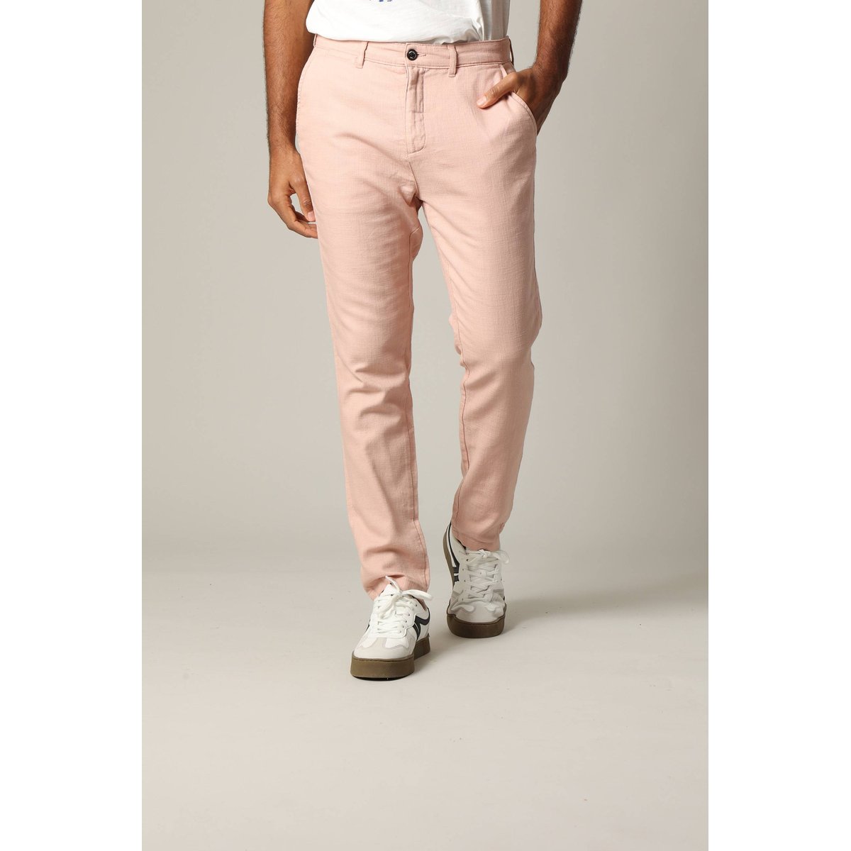Pantalon standard en coton dobby avec braguette fermeture à glissière MIDAS old pink, DEELUXE